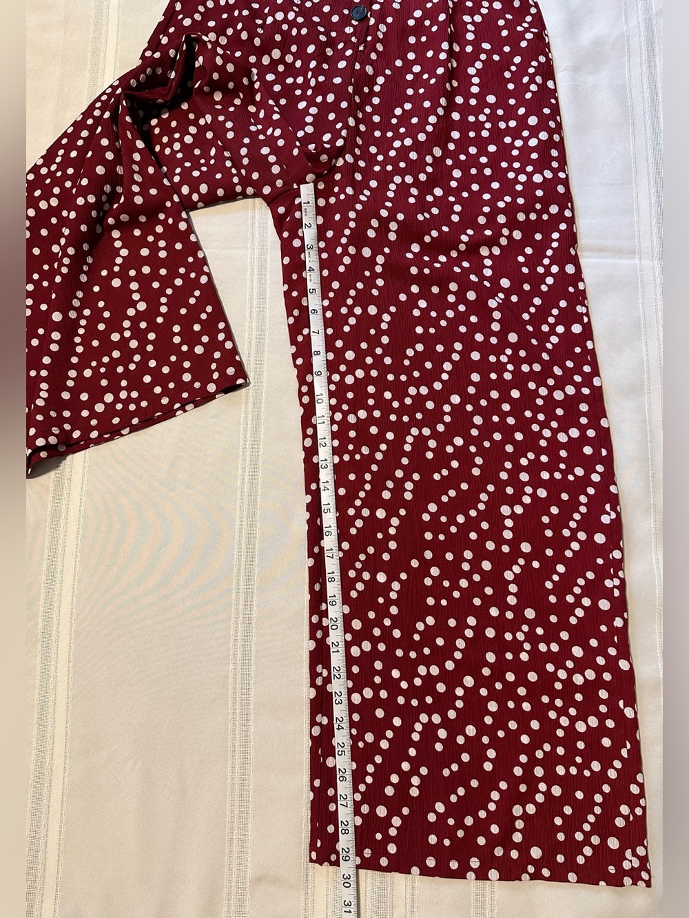 Hayden Los Angeles V-Neck Burgundy Polka Dot Button-Front Jumpsuit - Picture 10 of 16
